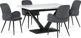 Jedálenský rozkladací stôl HT-W1630 biely / čierny