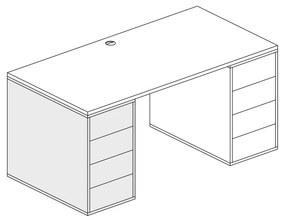 PLAN Kancelársky prístavný kontajner BLOCK Wood, 4 zásuvky, dub prírodný