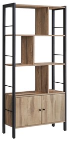 Knižnica VASAGLE priemyselná hnedá/čierna