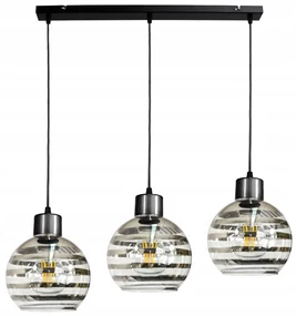BERGE Sklenená LED závesná lampa 3xE27 - guľové horizontálne pruhy