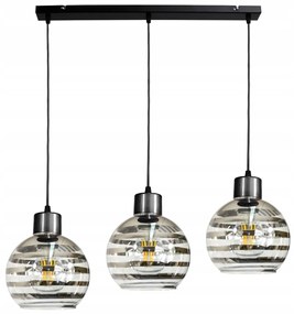 BERGE Sklenená LED závesná lampa 3xE27 - guľové horizontálne pruhy