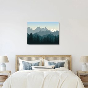 Sklenený obraz - Hory pohľadom grafika (70x50 cm)