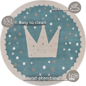 Hanse Home, Detský koberček Adventures 105970 Cream Blue kruh, 100x100 (priemer) kruh, modrá, detská izba