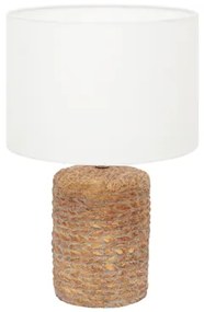 Stolná lampa keramická biela/ratan LUCIA