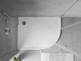 Mexen Flow polkruhový asymetrický slim ľavý 90 x 80 cm, biely lesk - 46Q108090L