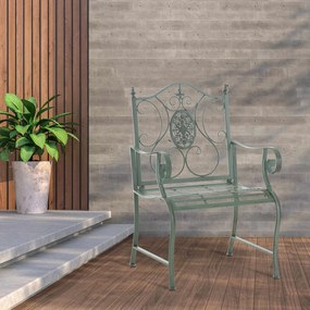 Kovová stolička Punjab s područkami - Zelená antik