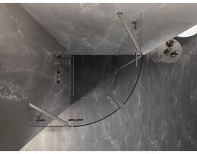Mexen Lunar, polkruhový výklopný sprchový kút 70 x 70 cm, 8mm číre sklo, oceľový profil, 833-070L-070P-97-00