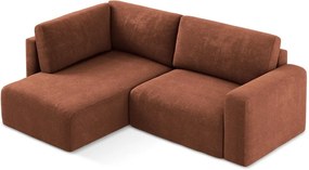 Ženilková rozkladacia/s úložným priestorom rohová pohovka v terakotovej farbe (ľavý roh/do L) Kona – Makamii