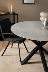 Jedálenský okrúhly stôl Heaven 119 cm sivý mramor/čierny