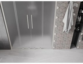 Mexen Velar L Duo, posuvné sprchové dvere do otvoru 140 cm, 8mm sklo námraza, brúsená oceľ, 871-140-003-32-97