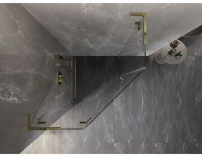 Mexen Lunar, L päťuholníkový sprchový kút naklápací doľava 80 x 80 cm, 8mm číre sklo, zlatý profil, 831L-080L-080P-50-00-L