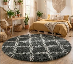 TZ Tmavosivý okrúhly vzorovaný koberec shaggy Decor Latern Rozmer: 120 cm