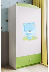 Detská skriňa Babydreams 90 cm medvedík zelená