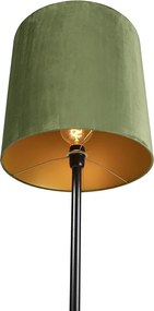 Botanická stojaca lampa čierna so zeleným tienidlom 40 cm - Simplo