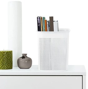 Úložný box s rúčkami BRISEN 7l, 26x18x21cm, biely S vekom / Bez veka: Bez veka