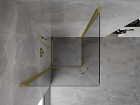 Mexen Mist-B Duo, 2-krídlový výklopný sprchový kút 95 x 95 cm, číre sklo, zlatý matný profil, 8A2-095-095-55-00