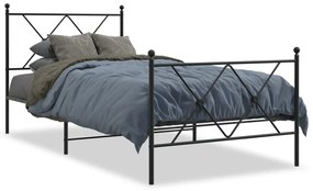 Kovový rám postele s čelom a podnožkou čierny 90x190 cm 376512