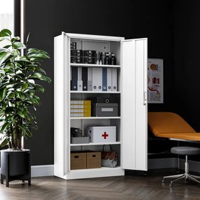 Kovová šatníková skriňa do šatní a chodieb JAN Compact 1750 x 800 x 400 mm, biela