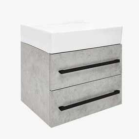 Kúpeľňová skrinka s umývadlom a čiernou úchytkou SAT Cube Way 60x53x46 cm betón mat CUBE46C602BESATCWL, 1 ks