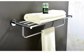 SAPHO XR415 X-Round E polička na uteráky s hrazdou 65 cm, strieborná