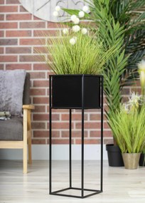 KOVOVÝ KVETINÁČ SO STOJANOM PLAIN 70X24 CM ČIERNA