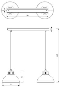 Luster na lanku SVEN 2xE27/15W/230V červená