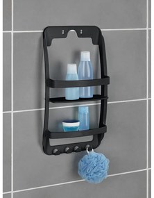 Čierna závesná/bez vŕtania plastová kúpeľňová polička Universal – Wenko