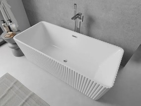 Mexen Nila, voľne stojaca ryhovaná vaňa 170 × 75 cm, biela lesklá, chrómový prepad, 52841708000-01
