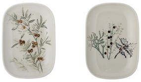 Biele dezertné taniere s vianočným motívom z kameniny v súprave 2 ks Hollie – Bloomingville