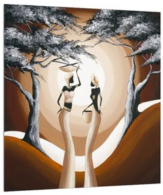 Orientálny obraz dvoch žien a stromu (30x30 cm)