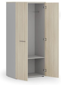 Kancelárska šatníková skriňa PRIMO GRAY, 1 polica, šatníková tyč, 800 x 500 x 1781 mm, sivá/dub prírodný