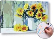 Maľovanie podľa čísel SLNEČNICE VO VÁZE  – stredná náročnosť