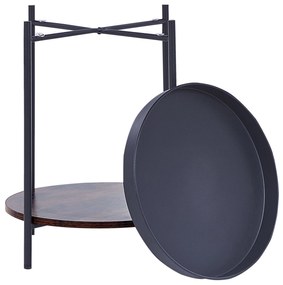 Odkladací stolík tmavé drevo/čierna BORDEN Beliani