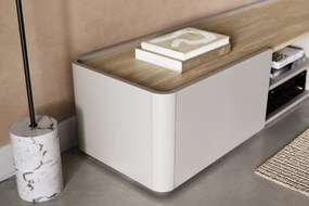 TV stolík Elivo 220 cm so zásuvkou - kašmír / olejovaný dub