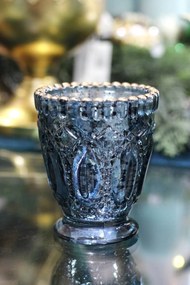 Modrý sklenený svietnik na čajovú sviečku 10cm