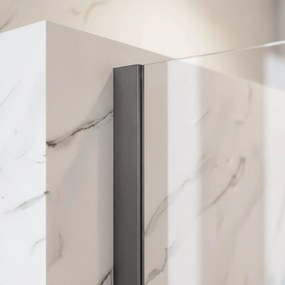 Bezrámová sprchová zastena REA FLEXI TITAN 130 cm, titán kartáčovaný/transparent - bez vaničky