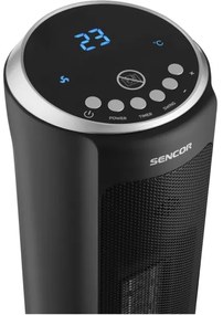 Sencor - Ventilátor s keramickým vykurovacím telesom 1300/2200W/230V čierny + diaľkové ovládanie
