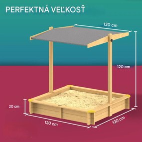 InternetovaZahrada Pieskovisko so strieškou - 120x120x120 cm