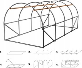 Garden Line 4-dielny biely fóliový záhradný tunel 6 x 3 x 2 m