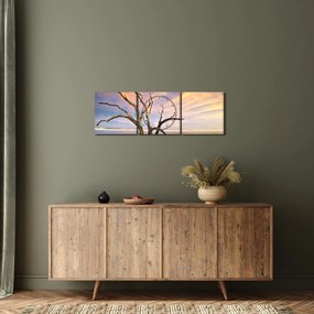 Obraz stromu v oceáne (s hodinami) (90x30 cm)
