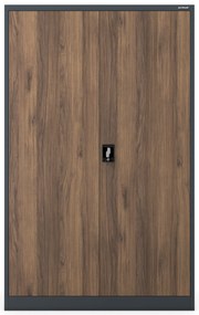 Kancelárska kovová skrinka na dokumenty JAN II, Eco Design: antracit/orech