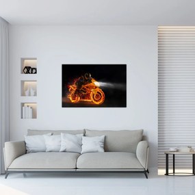 Obraz - Motorkár s plameňmi (90x60 cm)