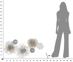 Nástenná kovová dekorácia Mauro Ferretti Flowery, 119 × 60 cm