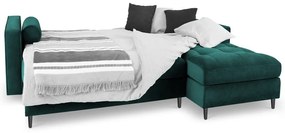 Petrolejovozelená zamatová rozkladacia rohová pohovka Milo Casa Santo, pravý roh