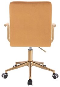 LuxuryForm DESIGN Stolička VERONA GOLD VELUR na zlatej základni s kolieskami - hnedá