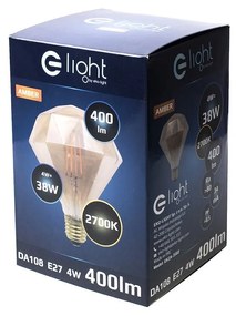 Dekoračná LED žiarovka E27 teplá 2700k 4w 280 lm diamond jantárová