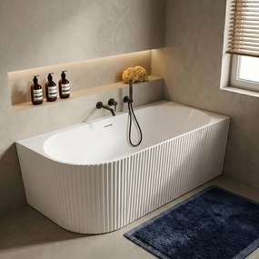 Rea Wenus, akrylová rohová vaňa 1700x800x575 mm, pravá, biela s čiernou odtokovou zátkou, KPL-W6130