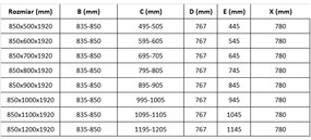 Mexen Pretoria sprchovací kút 85x110cm, 6mm sklo, chrómový profil-číre sklo, 852-085-110-01-00