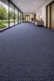 Timzo, Koberec metráž New Techno 3535 tm. modré, na mieru, šíře 4m,5m, modrá, ab (mriežka), chodba / predsieň