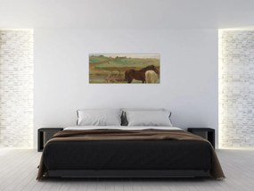 Obraz - Edgar Degas, Horses in a Meadow, reprodukcia (120x50 cm)